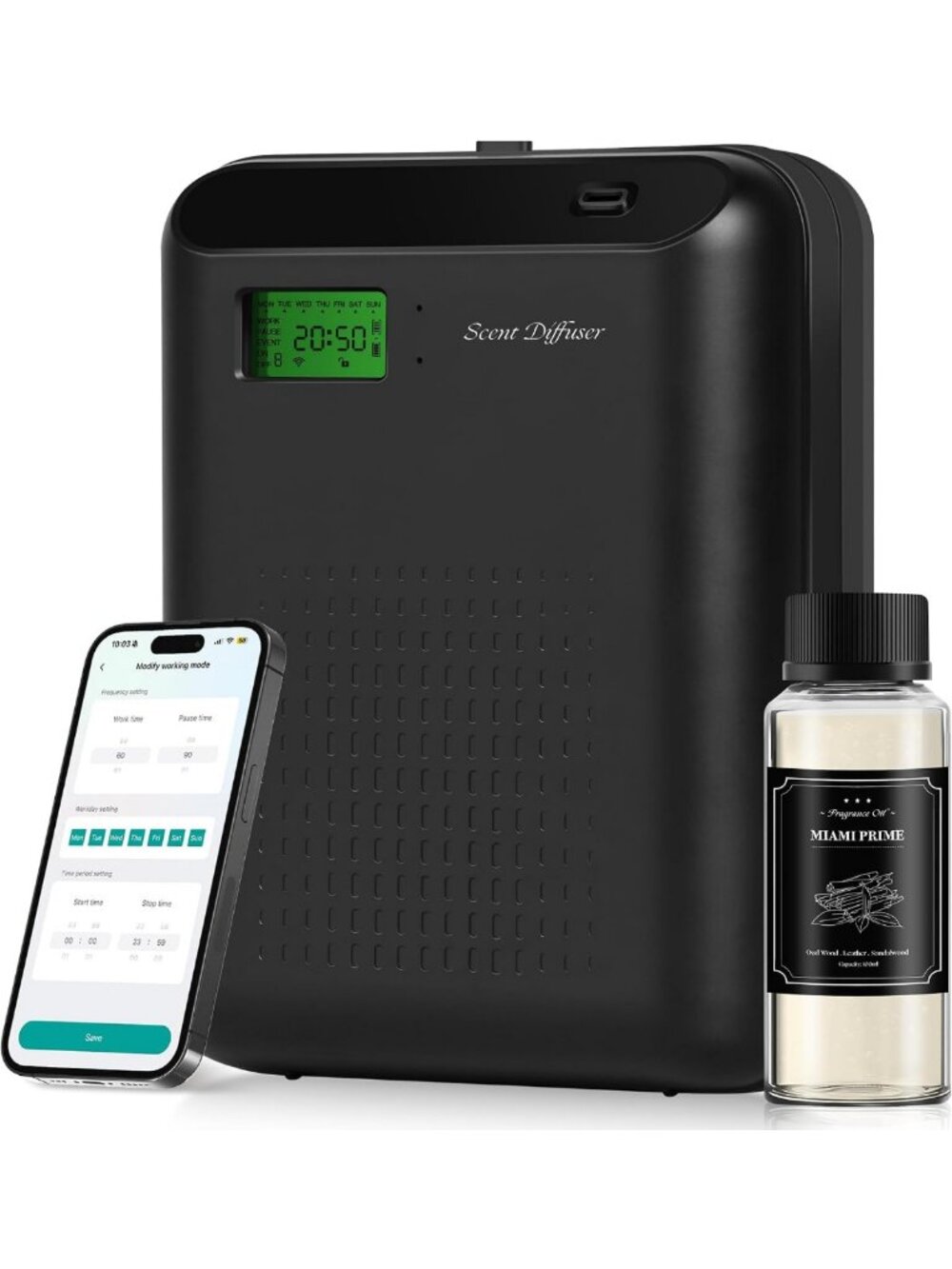 Waterless Scent Diffuser Starter Kit - WiFi/Bluetooth Control, 2000 sq.ft